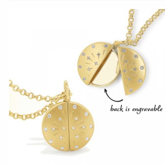 KC DESIGNS 14k Gold and Diamond Winged Starburst Locket, Large - Picture 4 of 4